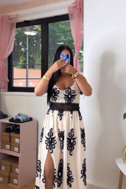 Robe Longue Bohème Chic Noir & Blanc