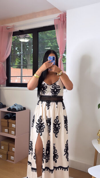 Robe Longue Bohème Chic Noir & Blanc