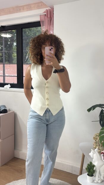Gilet sans manches chic crème – Image 2