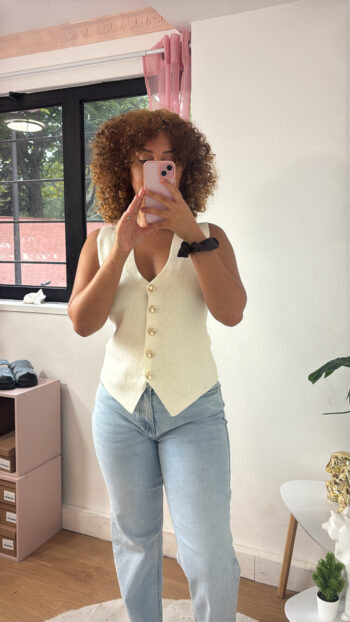 Gilet sans manches chic crème