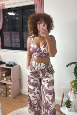 Ensemble imprimé soleil & lune bordeaux