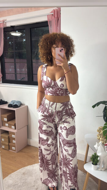 Ensemble imprimé soleil & lune bordeaux