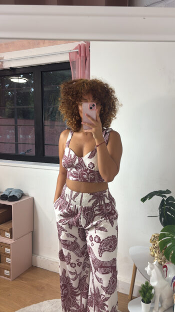 Ensemble imprimé soleil & lune bordeaux – Image 2