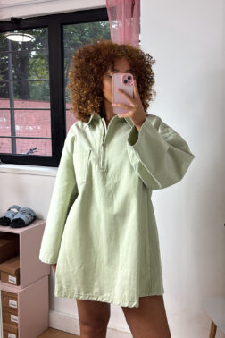 Robe chemise oversize vert sauge