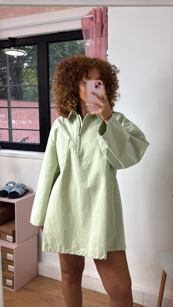 Robe chemise oversize vert sauge